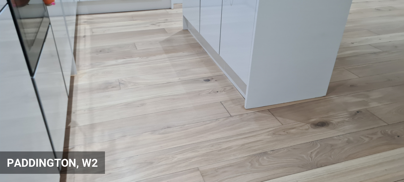 Sanding & Staining Engineered Oak Flooring in Whitewash Finish in Paddington