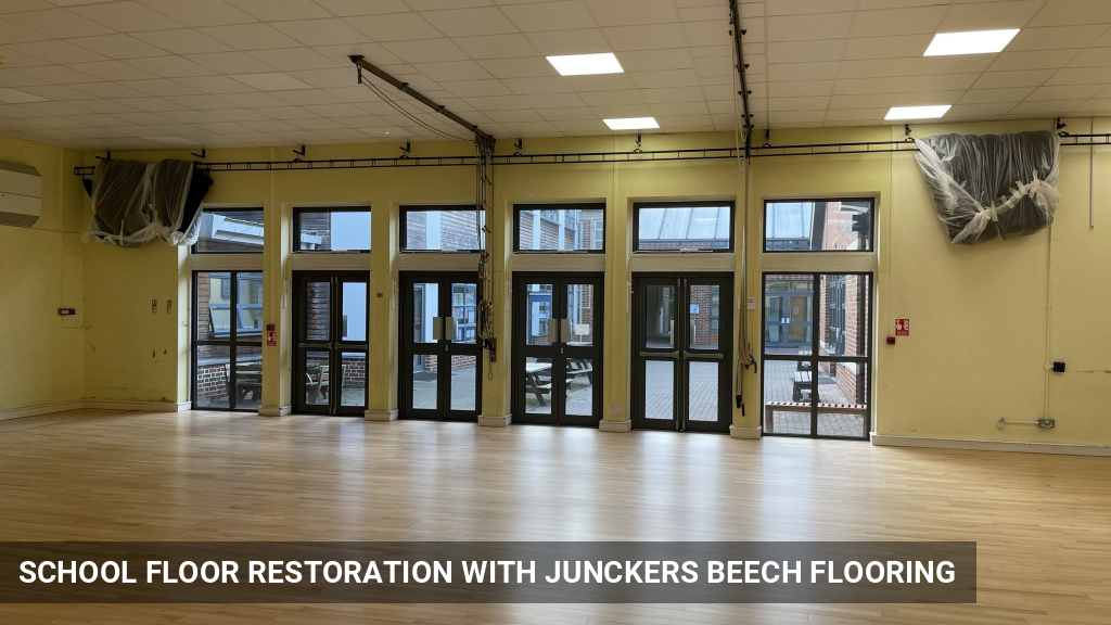 Restoration & Repairs of School Floors with Junckers Beech Flooring in East Sheen