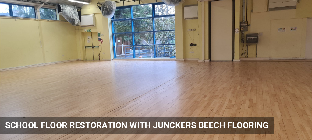 Restoration & Repairs of School Floors with Junckers Beech Flooring in East Sheen, SW14