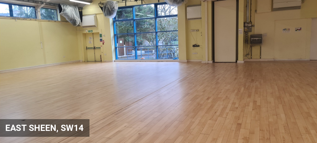 Restoration & Repairs of School Floors with Junckers Beech Flooring in East Sheen