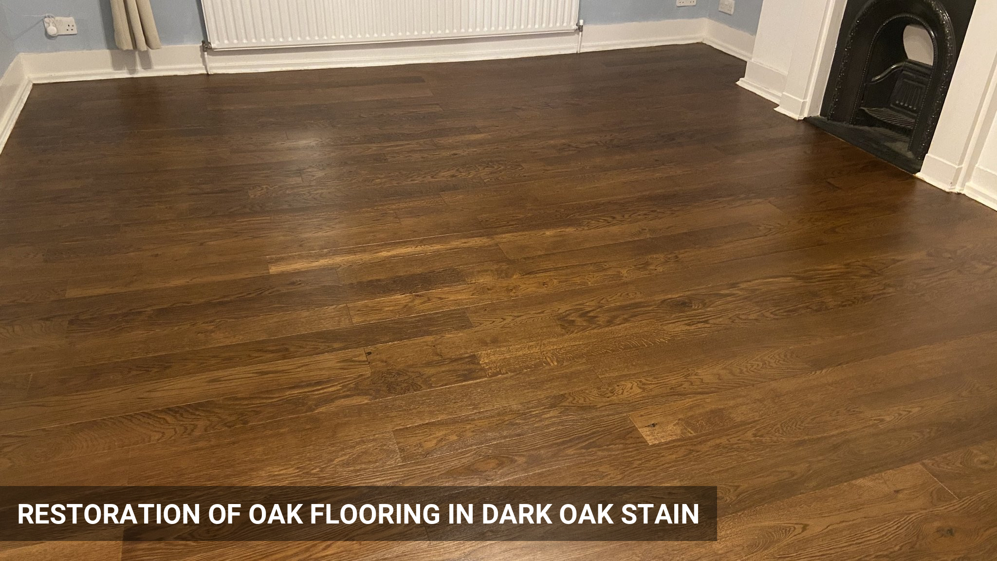 Restoration of Oak Flooring Finished in Matt Lacquer & Dark Oak Stain in Charlton, SE7