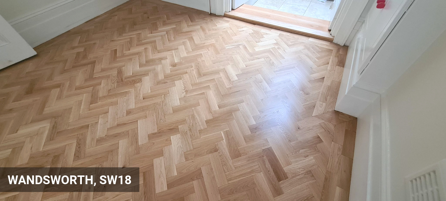 Classic Herringbone Oak Parquet Flooring Restoration in Wandsworth