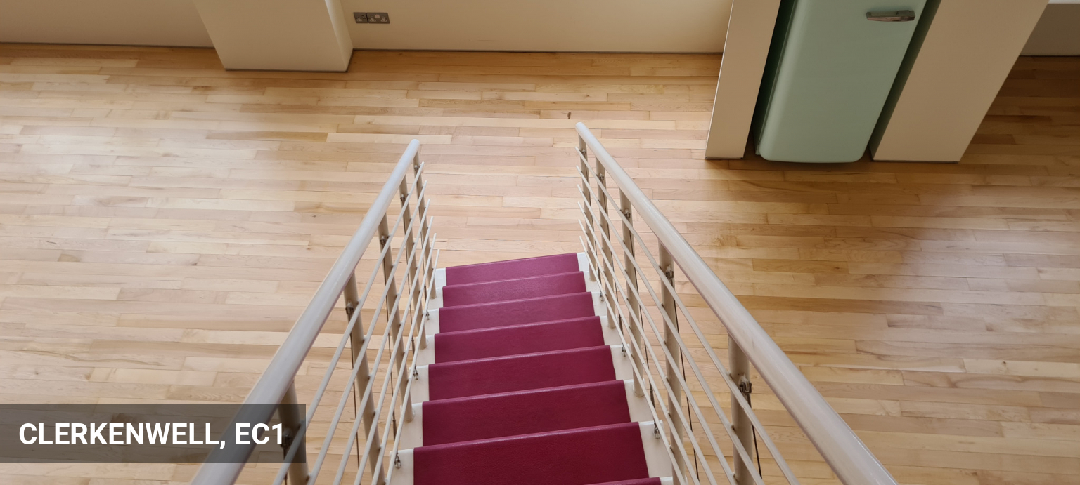 Solid Maple Strip Hardwood Flooring Restoration in Clerkenwell