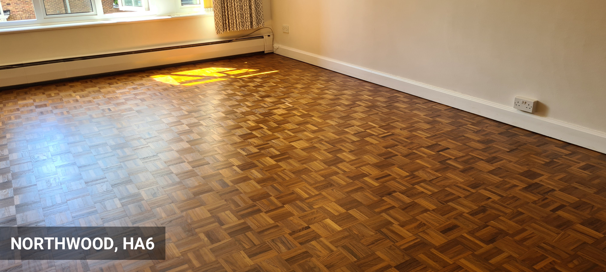 Sanding, Sealing & Gap Filling Teak Mosaic Fingers Flooring in Northwood, HA6