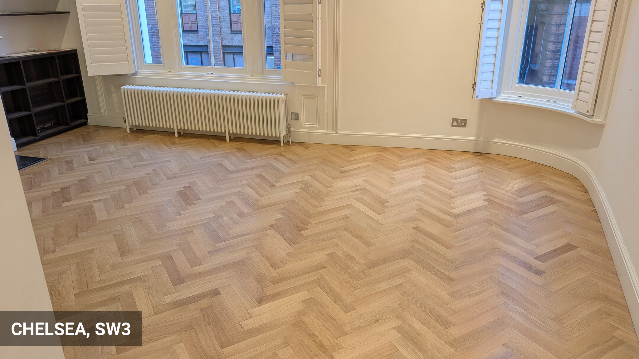 Herringbone Oak Parquet Flooring Refinishing in Invisible Lacquer in Chelsea, SW3