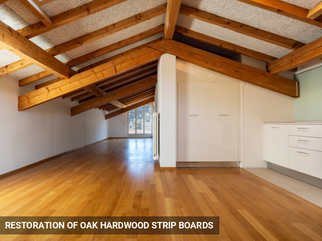 Restoration of Oak Hardwood Strip Boards in Ealing