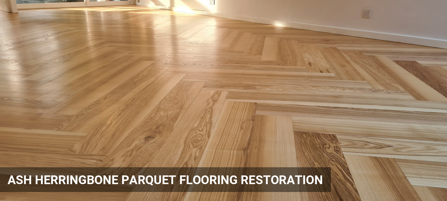 Ash Herringbone Parquet Flooring Restoration in Blackheath, SE3