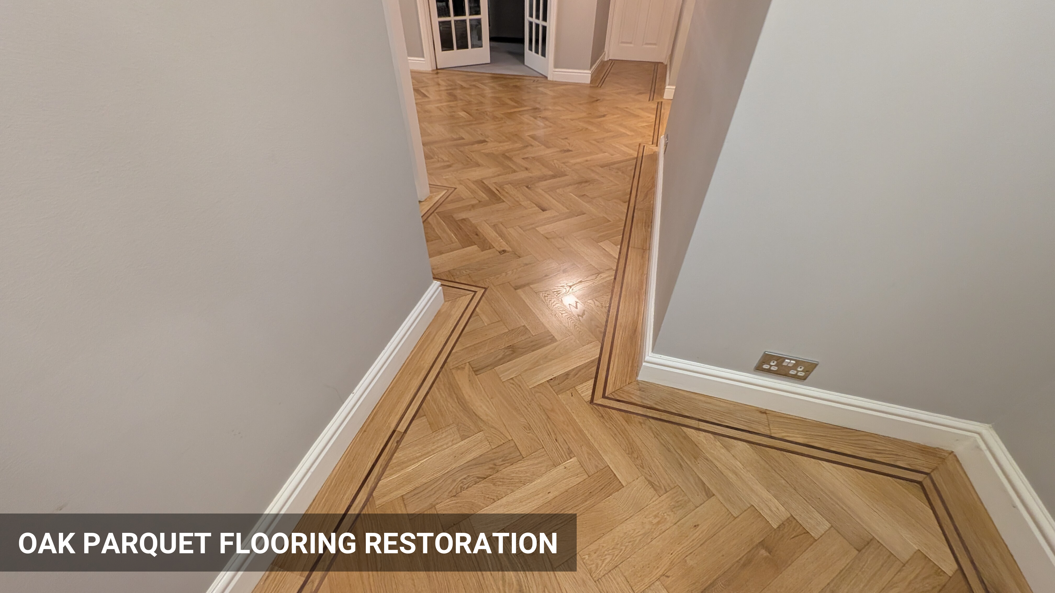 Renovation of Elegant Oak Parquet Flooring with Deco Border in Epping, CM16