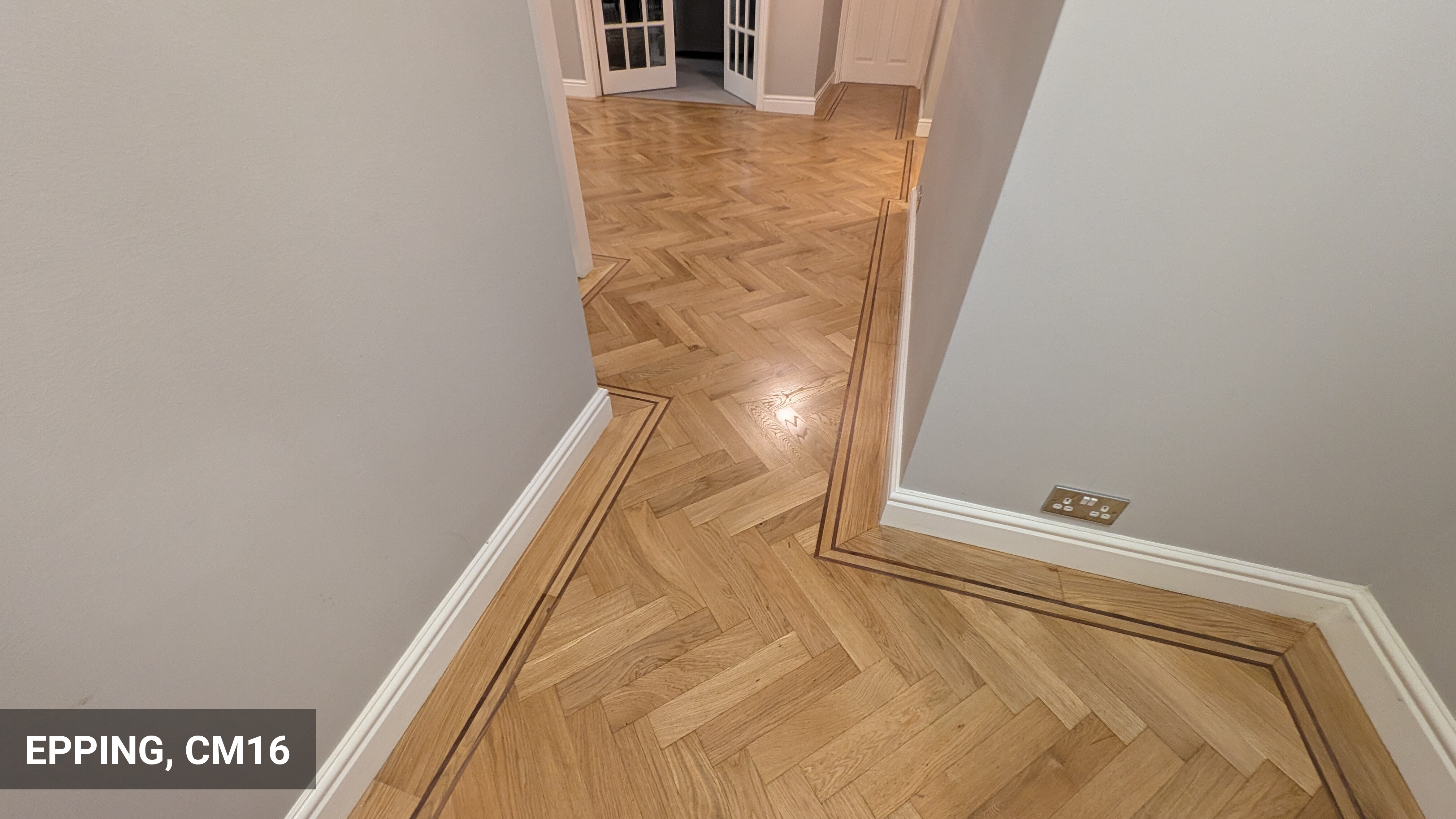 Renovation of Elegant Oak Parquet Flooring with Deco Border in Epping