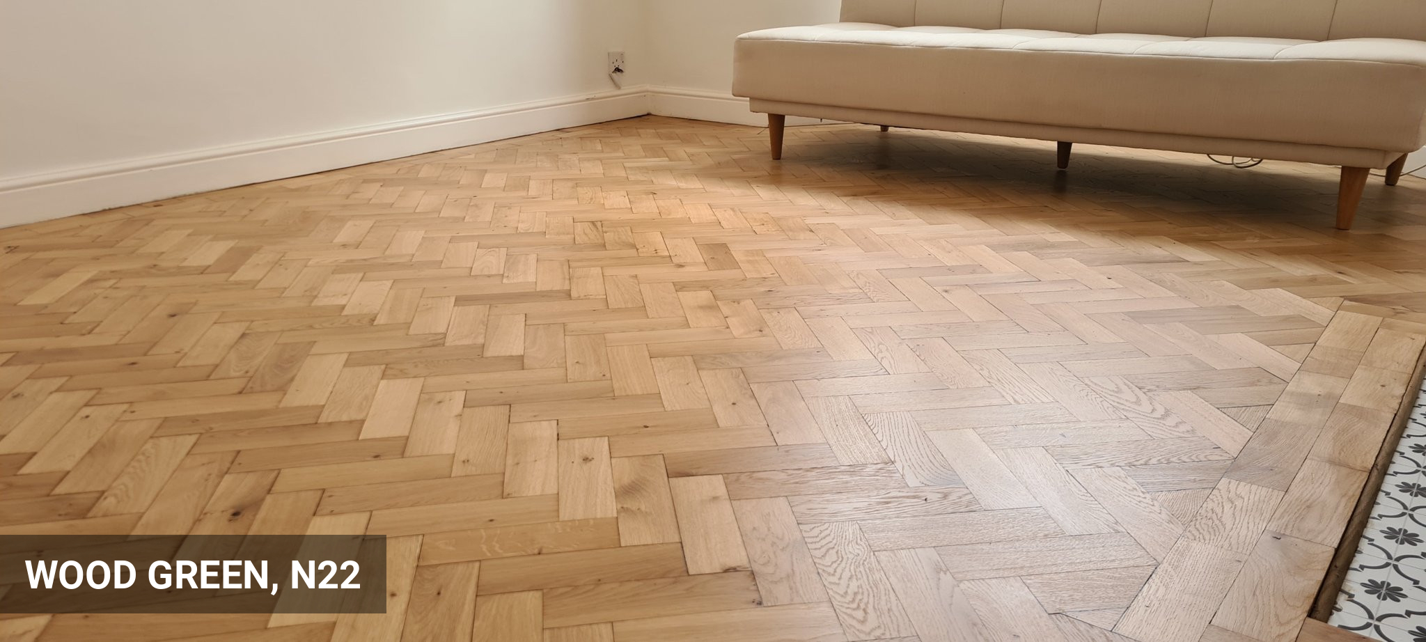 Old Rustic Parquet Flooring Restoration in Wood Green, N22