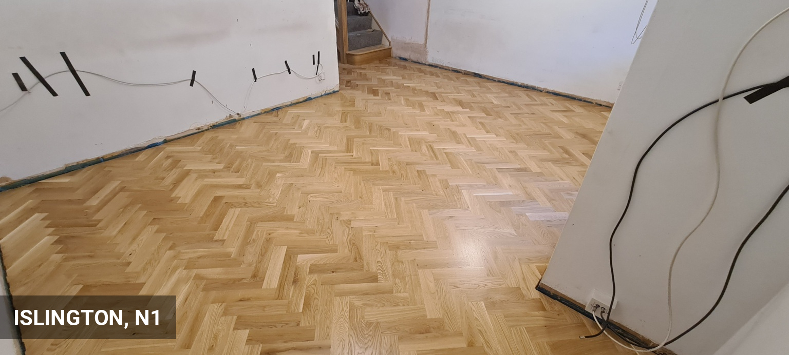 Installation of Solid Oak Parquet Flooring Over Concrete in Islington
