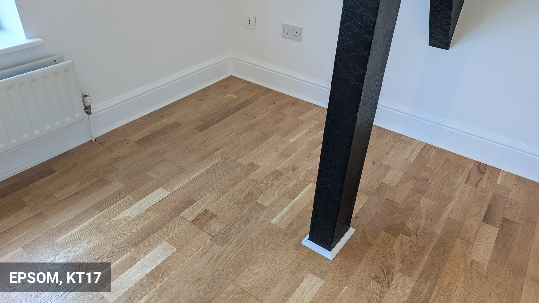 3-Strip Engineered Oak Wood Flooring Restoration in Epsom, KT17