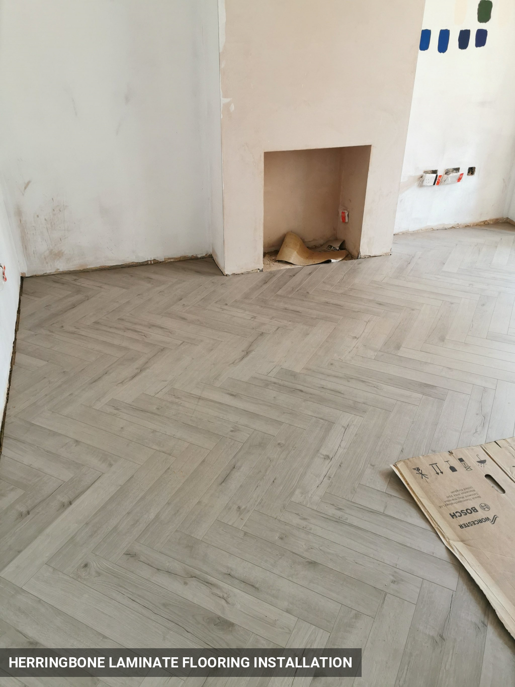 Herringbone Laminate Flooring Installation (Grey Colour) in Ickenham