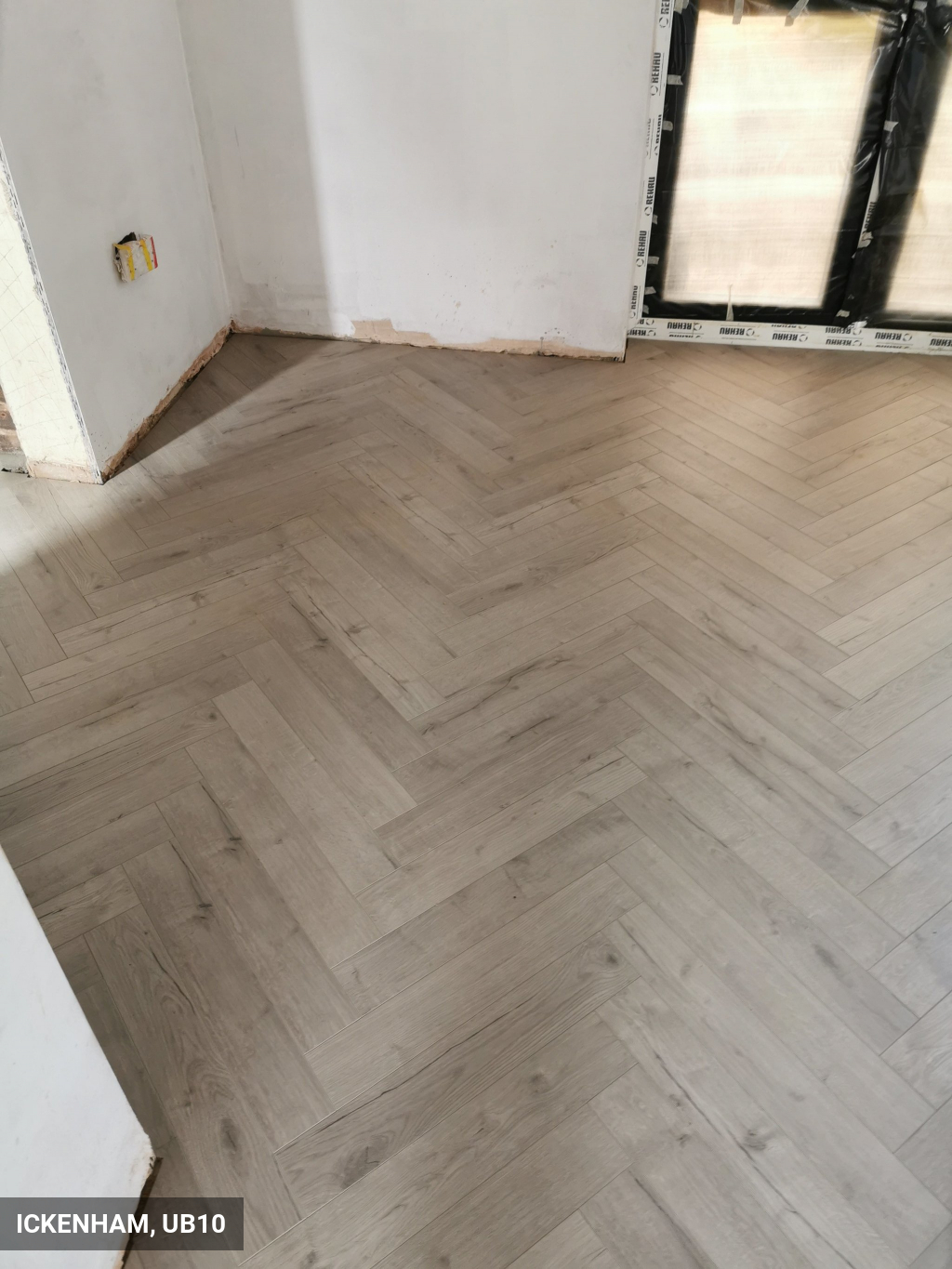 Herringbone Laminate Flooring Installation (Grey Colour) in Ickenham