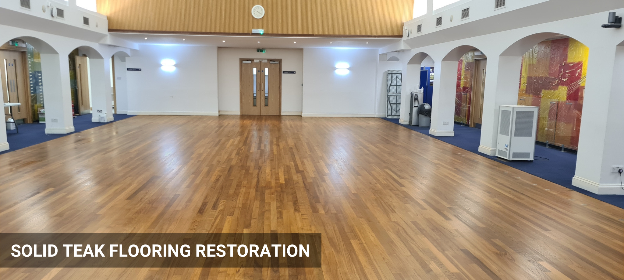 Solid Teak Flooring Restoration at National Education Union in Central London, EC1, EC2, EC3, EC4