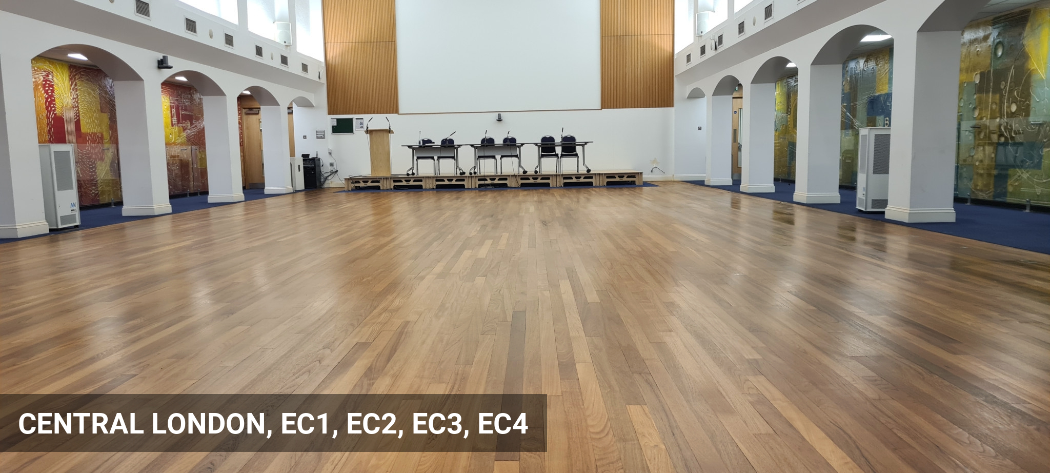Solid Teak Flooring Restoration at National Education Union in Central London, EC1, EC2, EC3, EC4