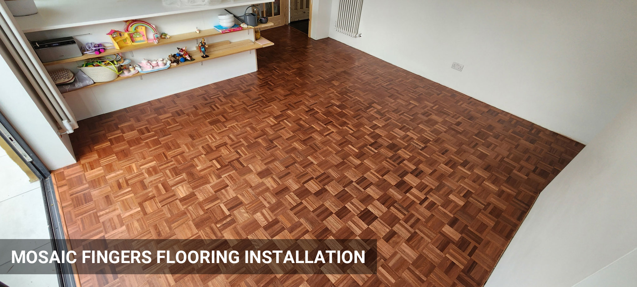 Merbau Mosaic Fingers Flooring Installation & Finishing in Brockley