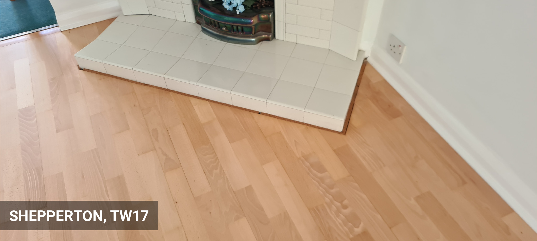 Floor Sanding & Sealing of Multi-Strip Beech Wood Flooring in Shepperton, TW17