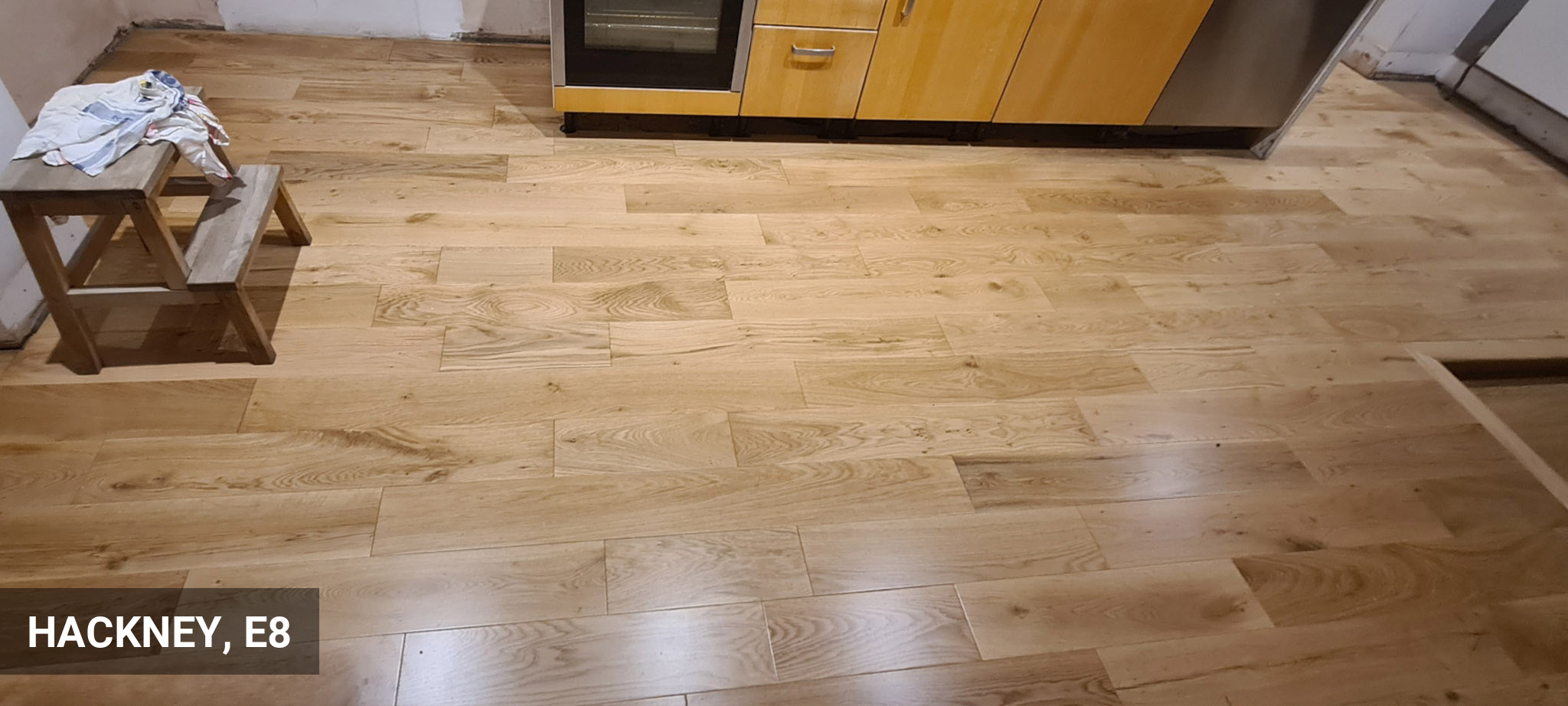 Fitting of Timberlay Engineered Oak Wood Flooring 125x18 mm in Hackney