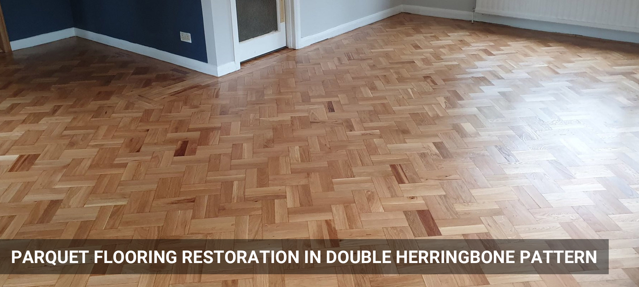 Oak Parquet Flooring Restoration in Double Herringbone Pattern in Stanmore