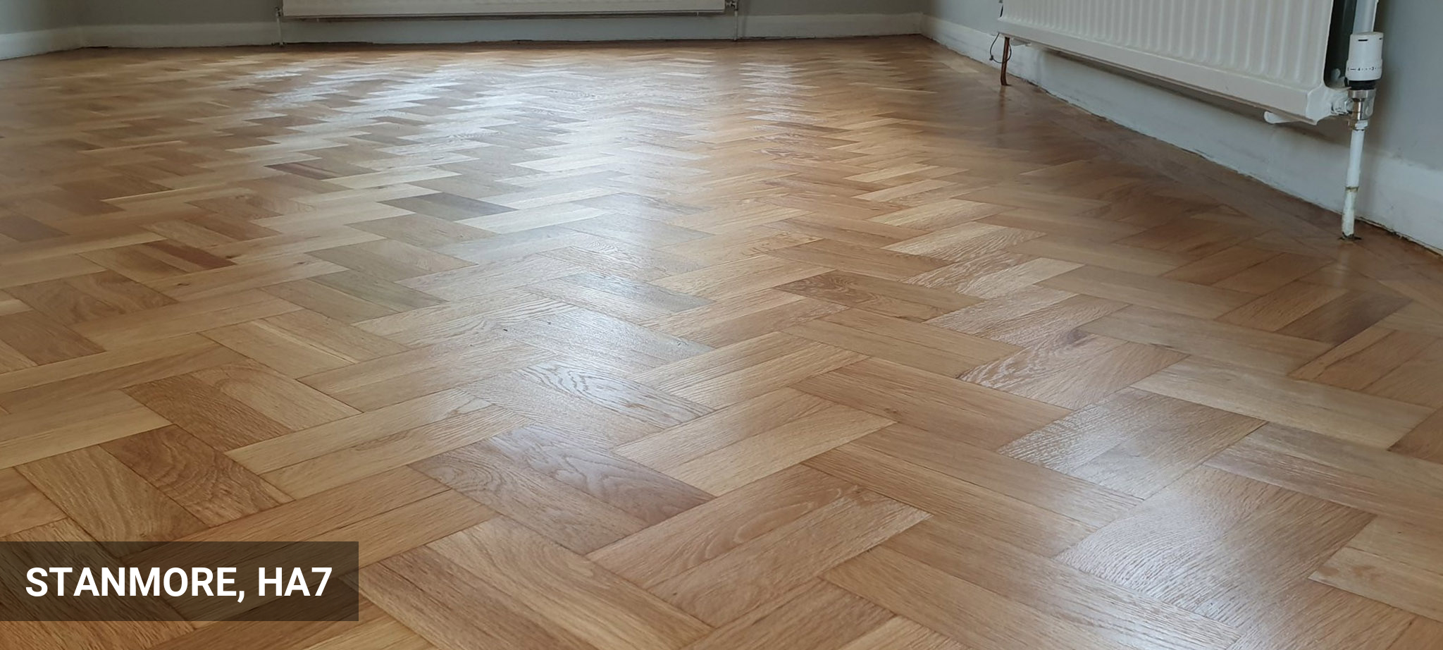 Oak Parquet Flooring Restoration in Double Herringbone Pattern in Stanmore