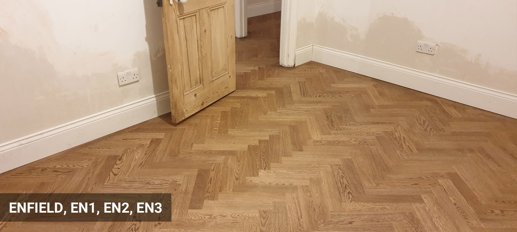 Solid Oak Parquet Floor Fitting Finished with Osmo Terra Hardwax-Oil in Enfield