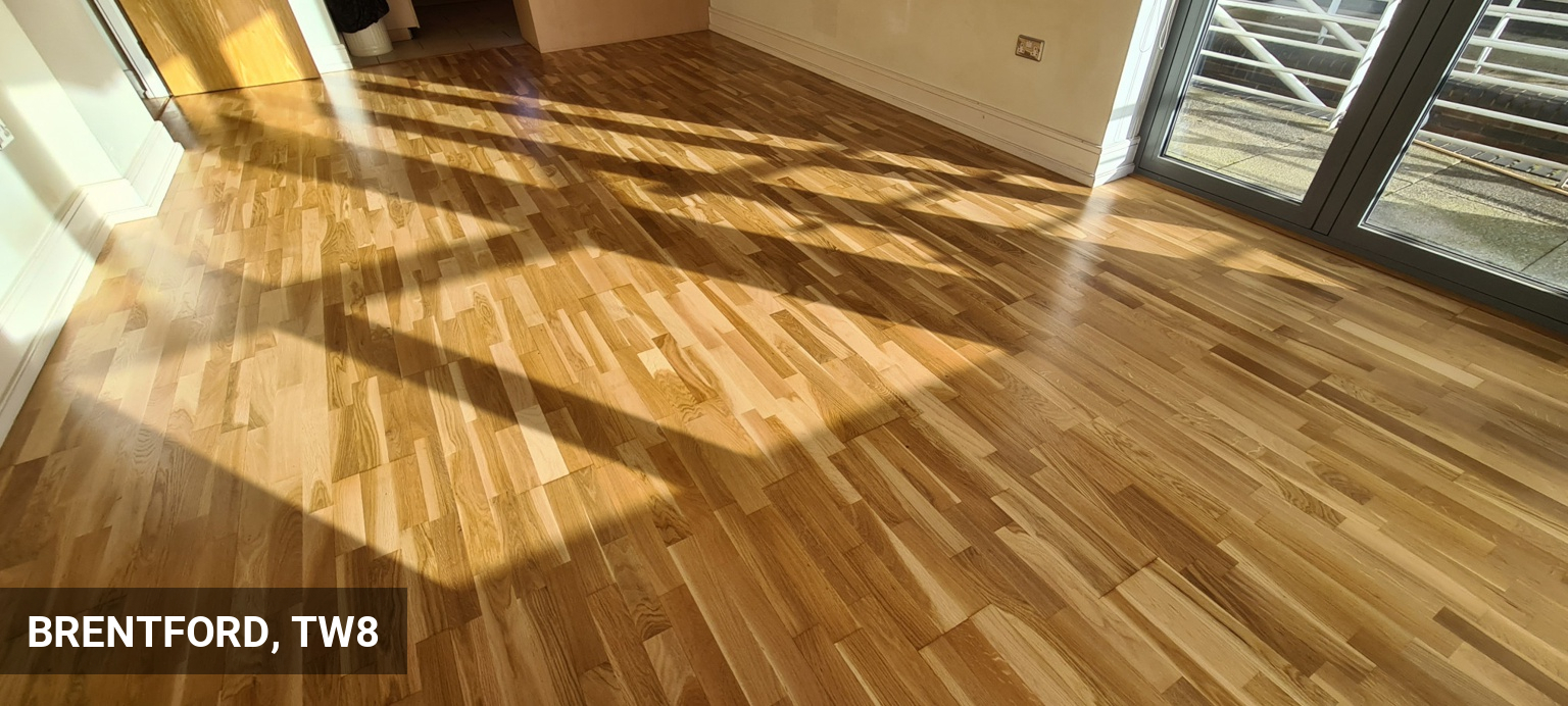 Sanding & Sealing Kahrs Engineered Oak Flooring in Brentford, TW8