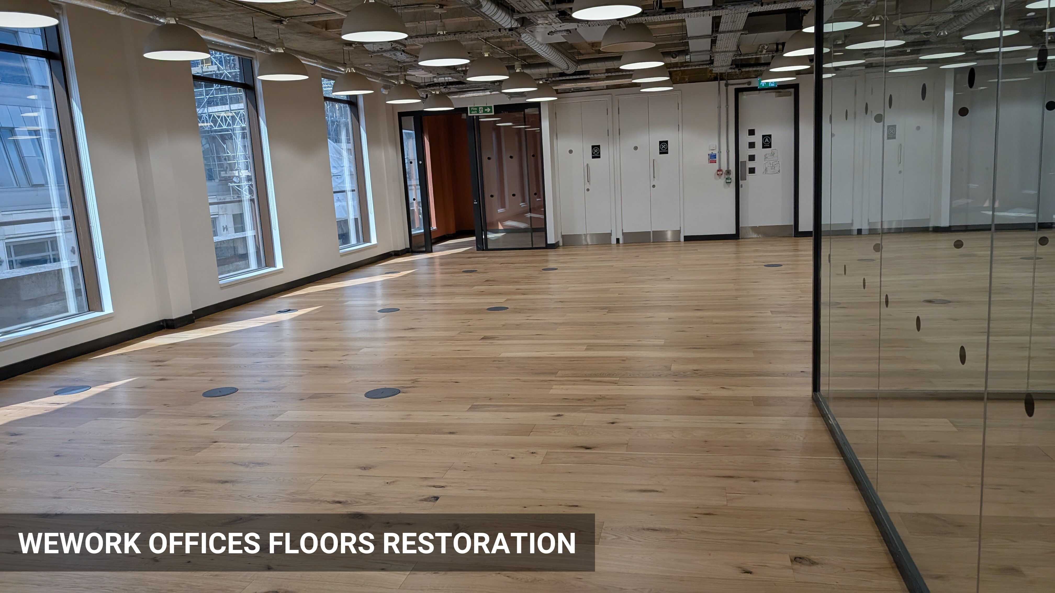 Floor Sanding & Finishing of Office Floors at WeWork, 12 Moorgate in Central London