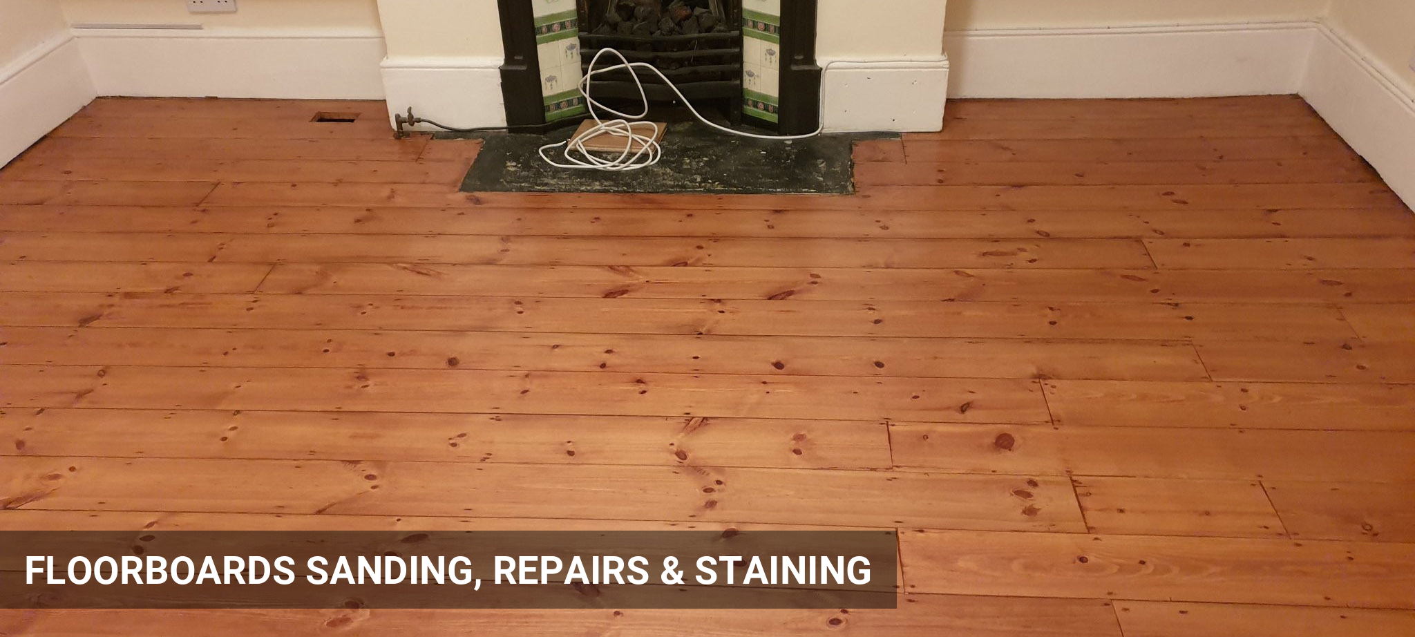 Restoration of Original Floorboards with Repairs & Staining in Twickenham