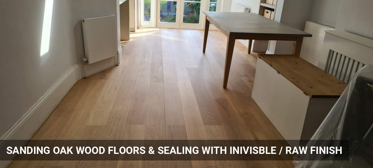 Sanding Engineered Oak Wood Flooring and Sealing With Inivisble / Raw Finish - Bona Mega Natural in Richmond