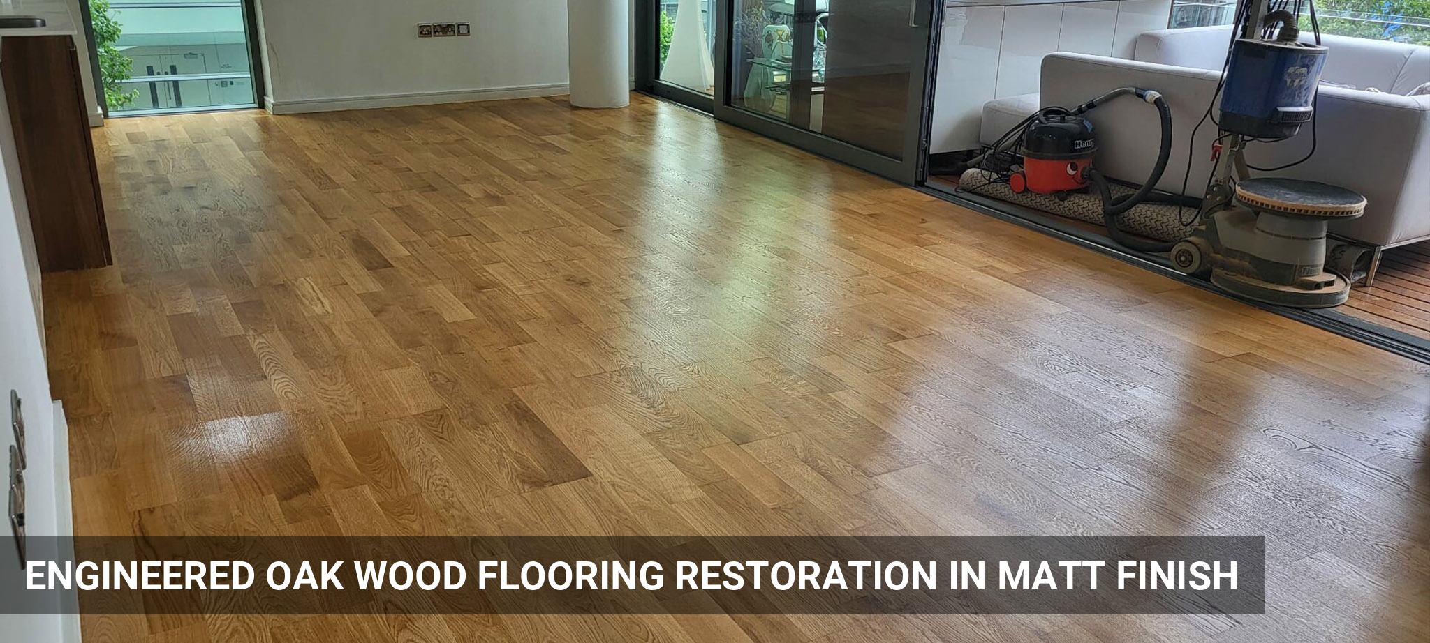 Engineered Oak Wood Flooring Restoration in Matt Finish in Wandsworth, SW18