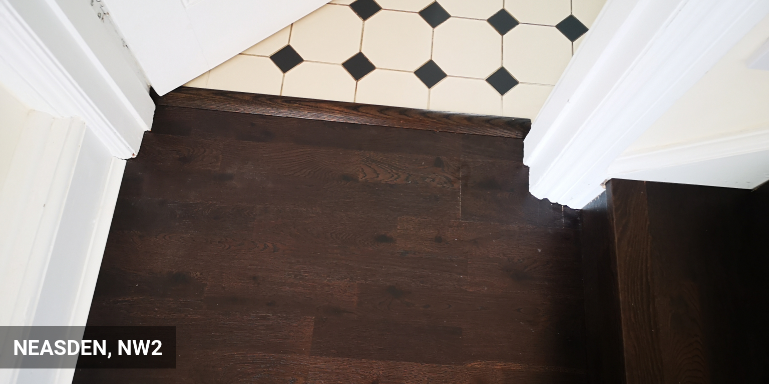 Fitting Kahrs Oak Lava Engineered Wood Flooring on Stairs Landings in Neasden