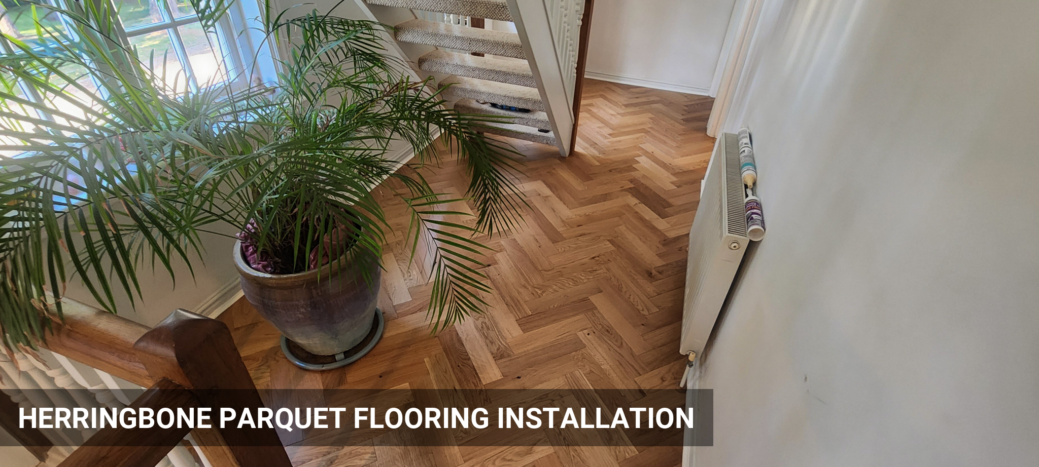 Installation of Lacquered TimberCraft Herringbone Parquet Flooring, 90x400 mm in Hemel Hempstead