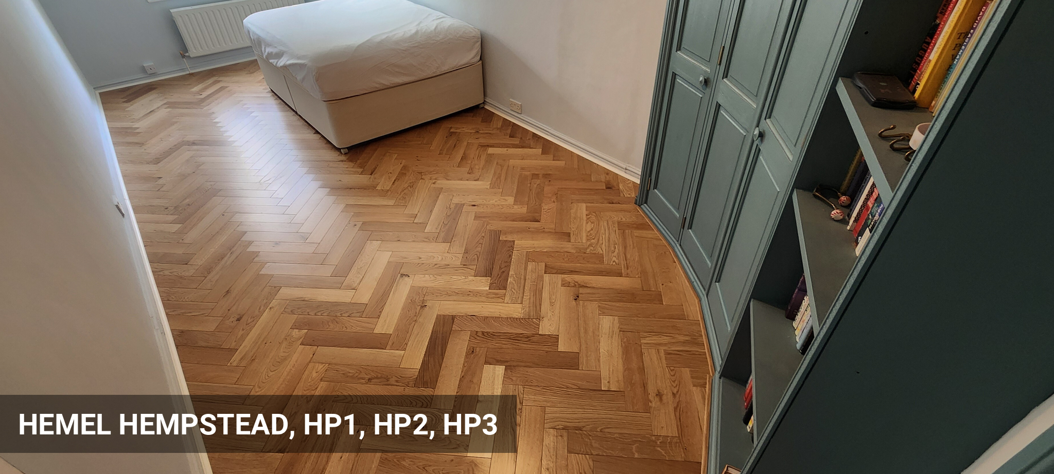 Installation of Lacquered TimberCraft Herringbone Parquet Flooring, 90x400 mm in Hemel Hempstead