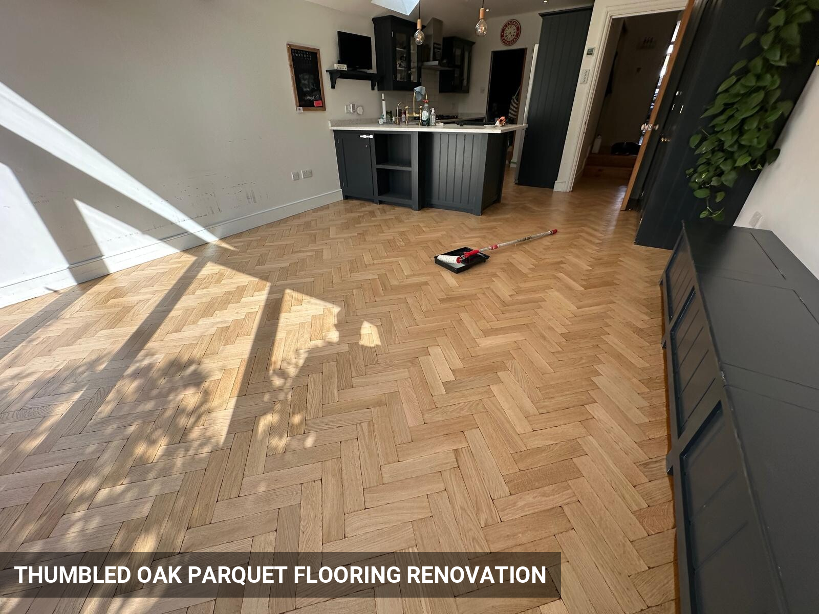 Thumbled Solid Oak Parquet Flooring Renovation in East Dulwich, SE22