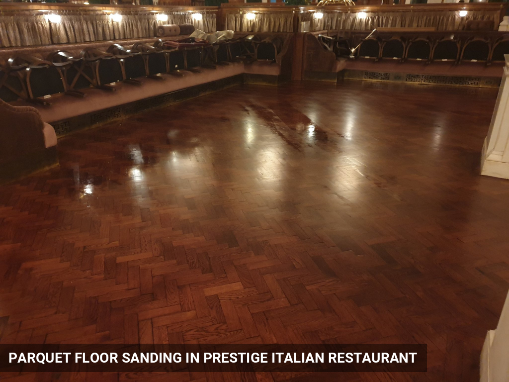 Parquet Floor Sanding in Prestige Italian Restaurant in Central London, EC1, EC2, EC3, EC4