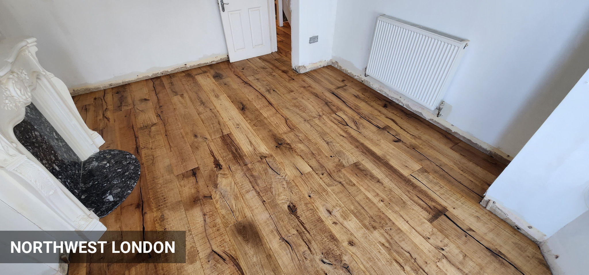 Installation of Extra-Rustic Handsawn Oak Wood Flooring in Northwest London