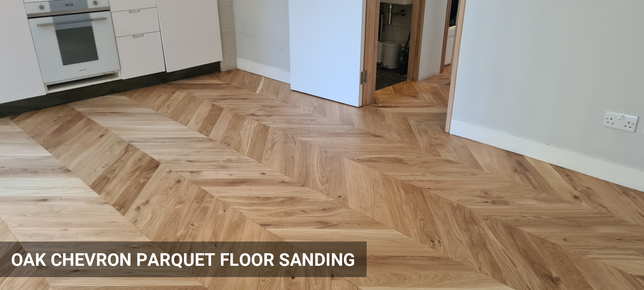 Oak Chevron Parquet Floor Sanding & Worktop Restoration in Central London, EC1, EC2, EC3, EC4