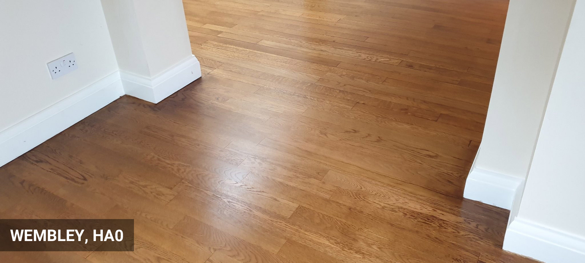 Solid Oak Flooring Restoration in Walnut Colour in Wembley, HA0