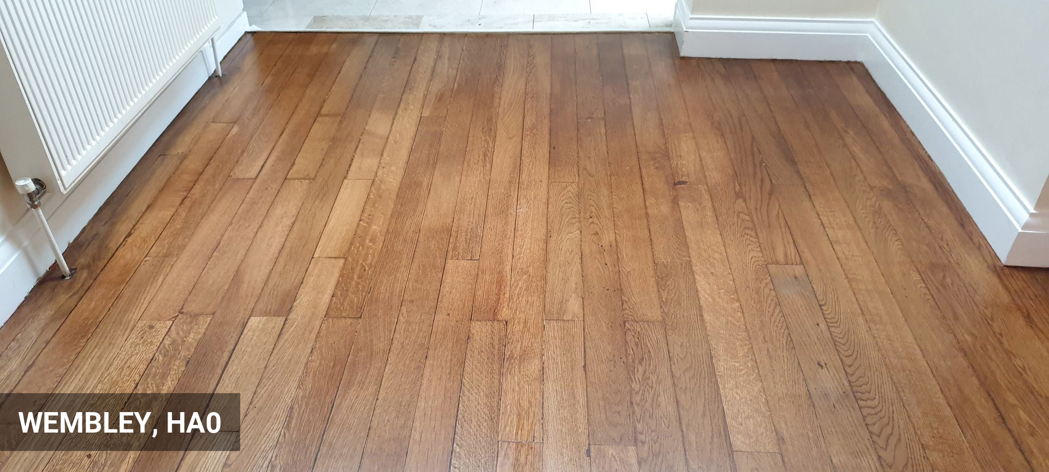 Solid Oak Flooring Restoration in Walnut Colour in Wembley