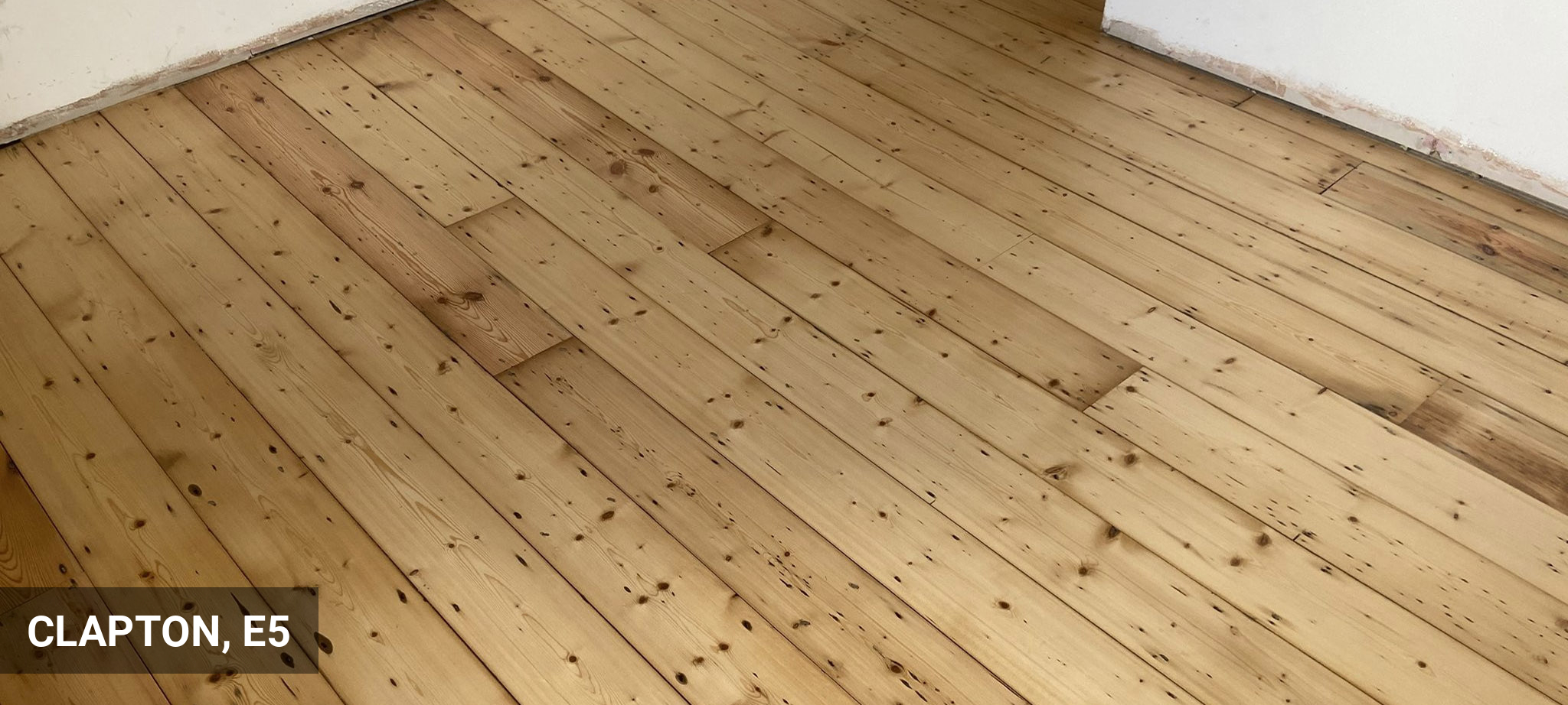 Sanding & Repairs for Original Floorboards with Clear Finish in Clapton