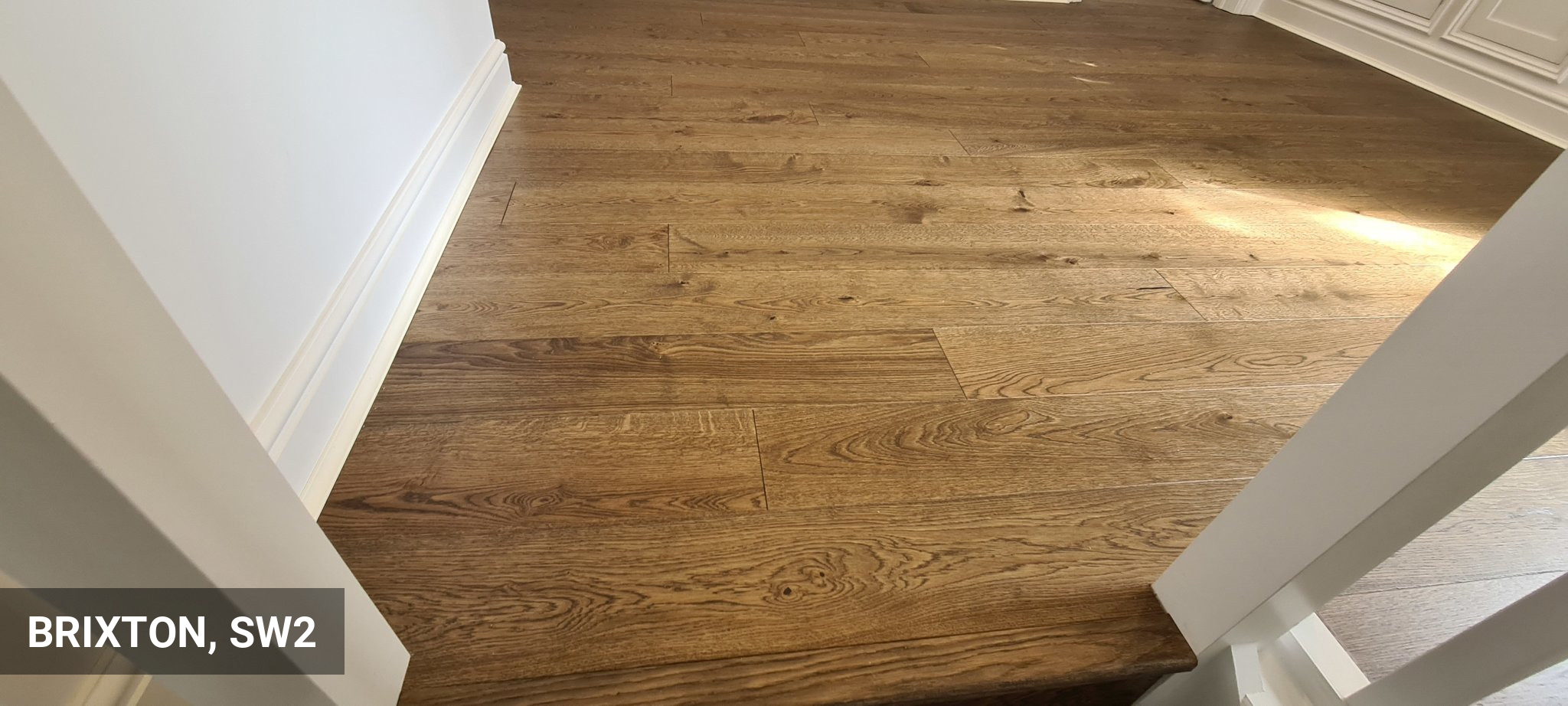 Holt Dorney Engineered Oak Floor Fitting with White Scotia Beading in Brixton