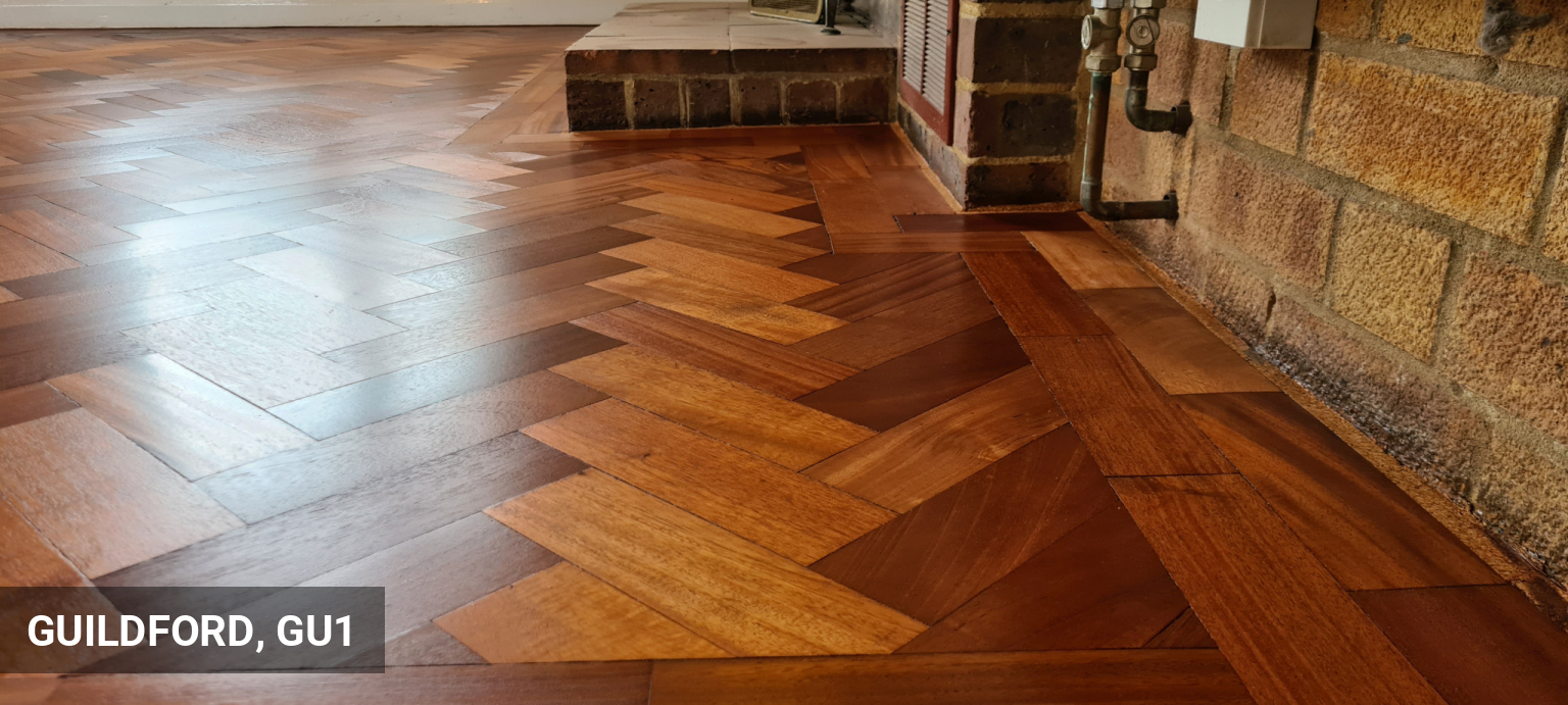 Floor Sanding & Finishing of Gorgeous Merbau Parquet Flooring in Guildford, GU1