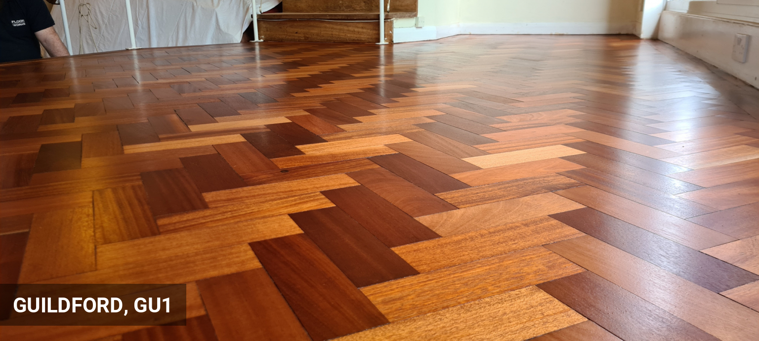 Floor Sanding & Finishing of Gorgeous Merbau Parquet Flooring in Guildford
