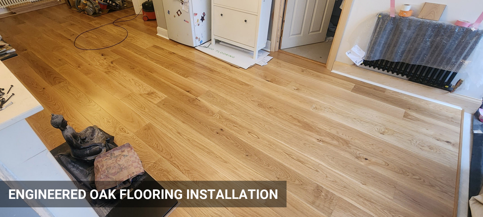 Installation of Timberlay Engineered Oak Flooring, Lacquered, 190x20 mm in Whetstone