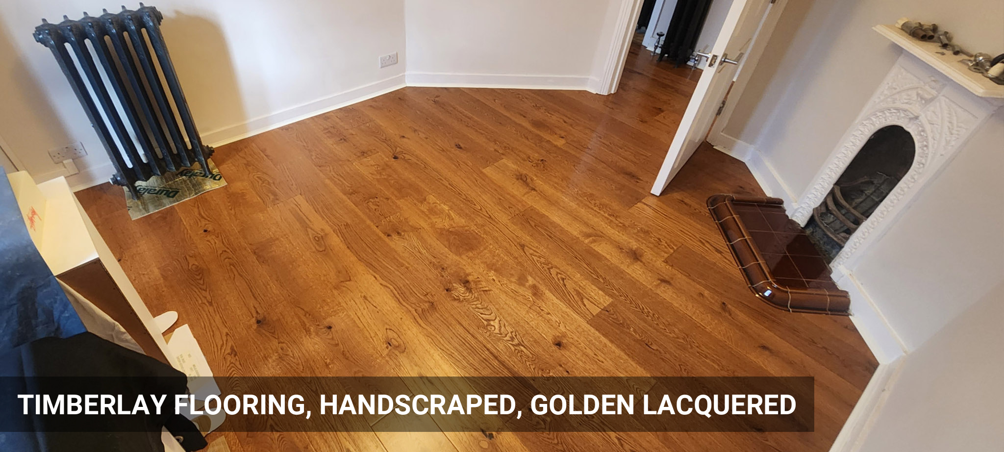 Timberlay Engineered Oak Floor, Handscraped, Golden Lacquered, 190x20 Mm in Bloomsbury