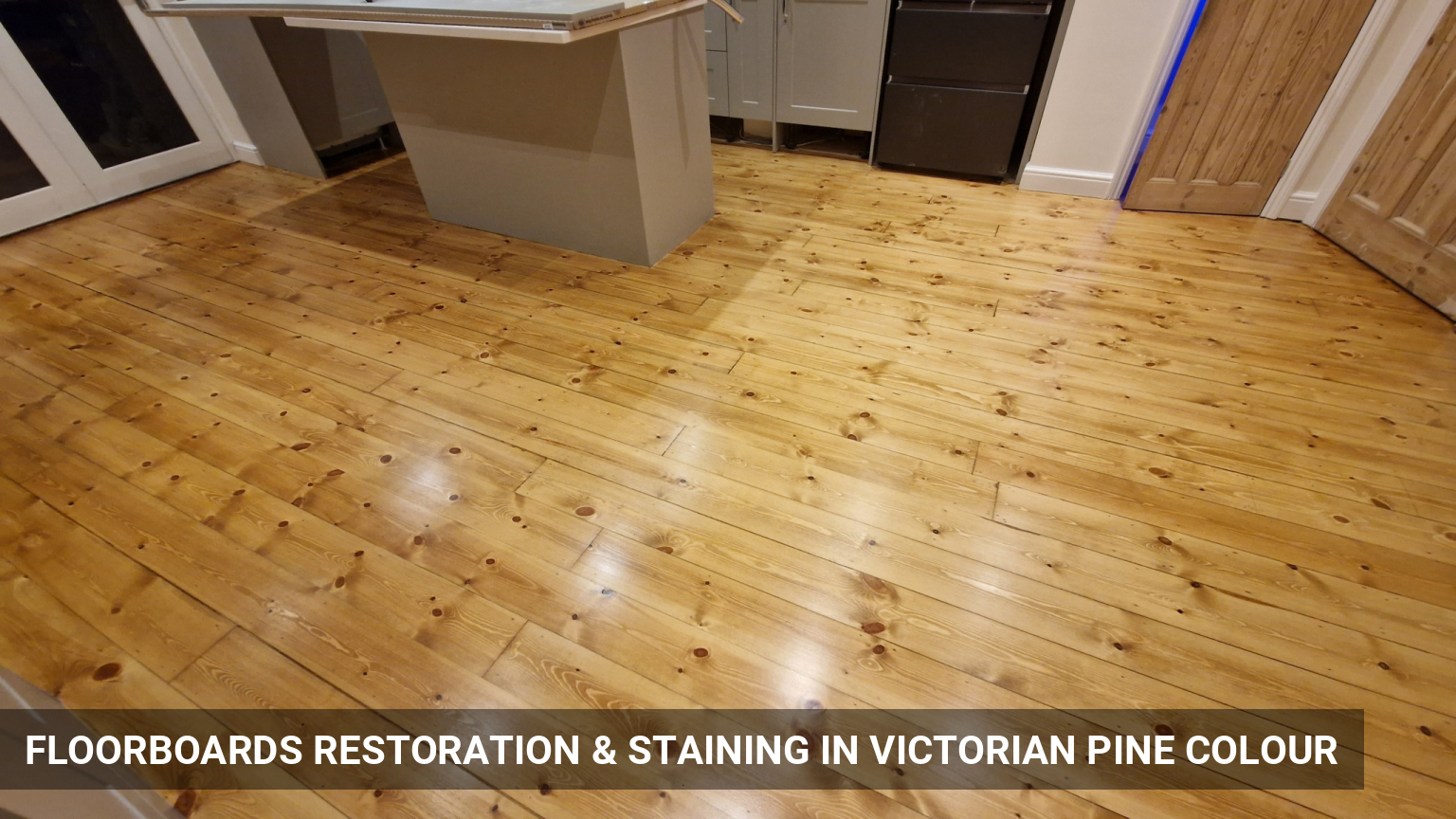 Floorboards Restoration & Staining in Victorian Pine Colour in Wimbledon