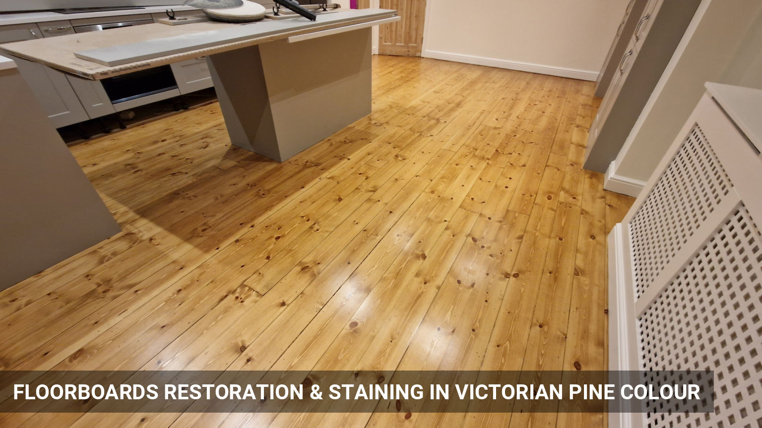 Floorboards Restoration & Staining in Victorian Pine Colour in Wimbledon, SW19