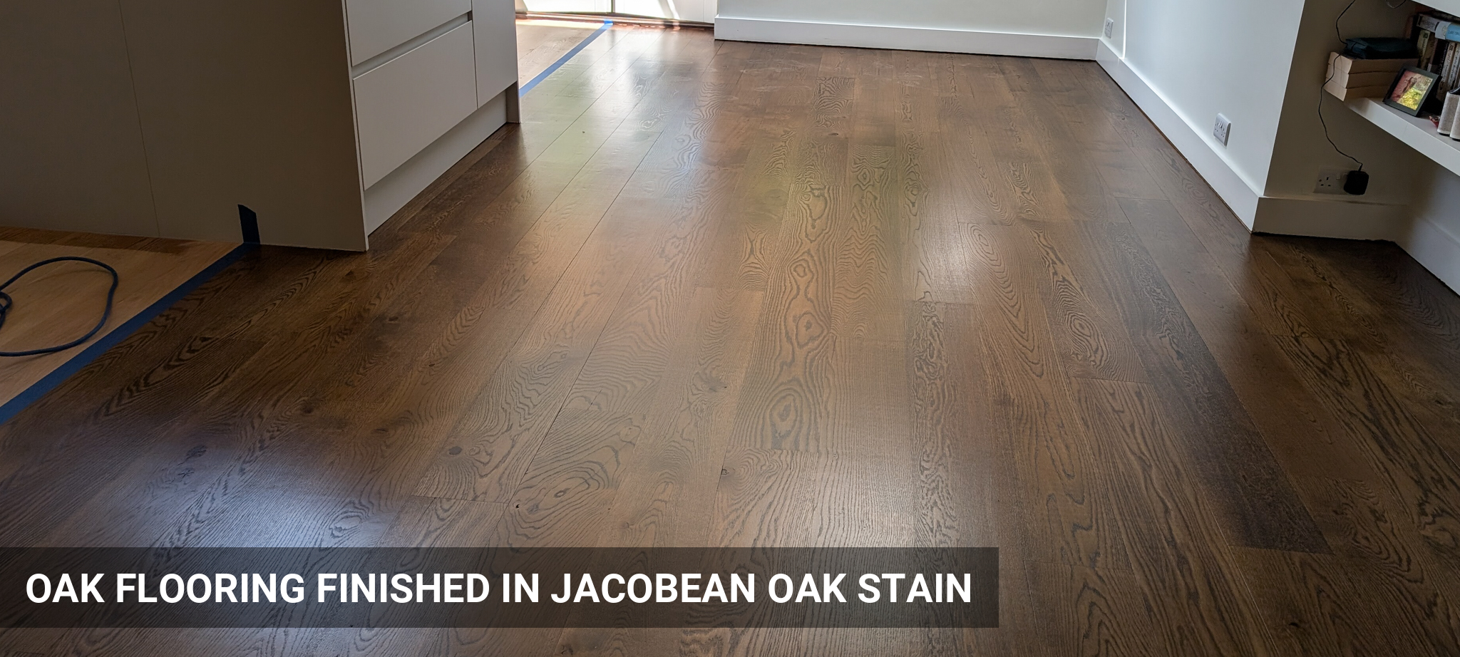 Engineered Oak Floor Restoration & Gap Filling, Finished in Jacobean Oak Stain in Teddington, TW11