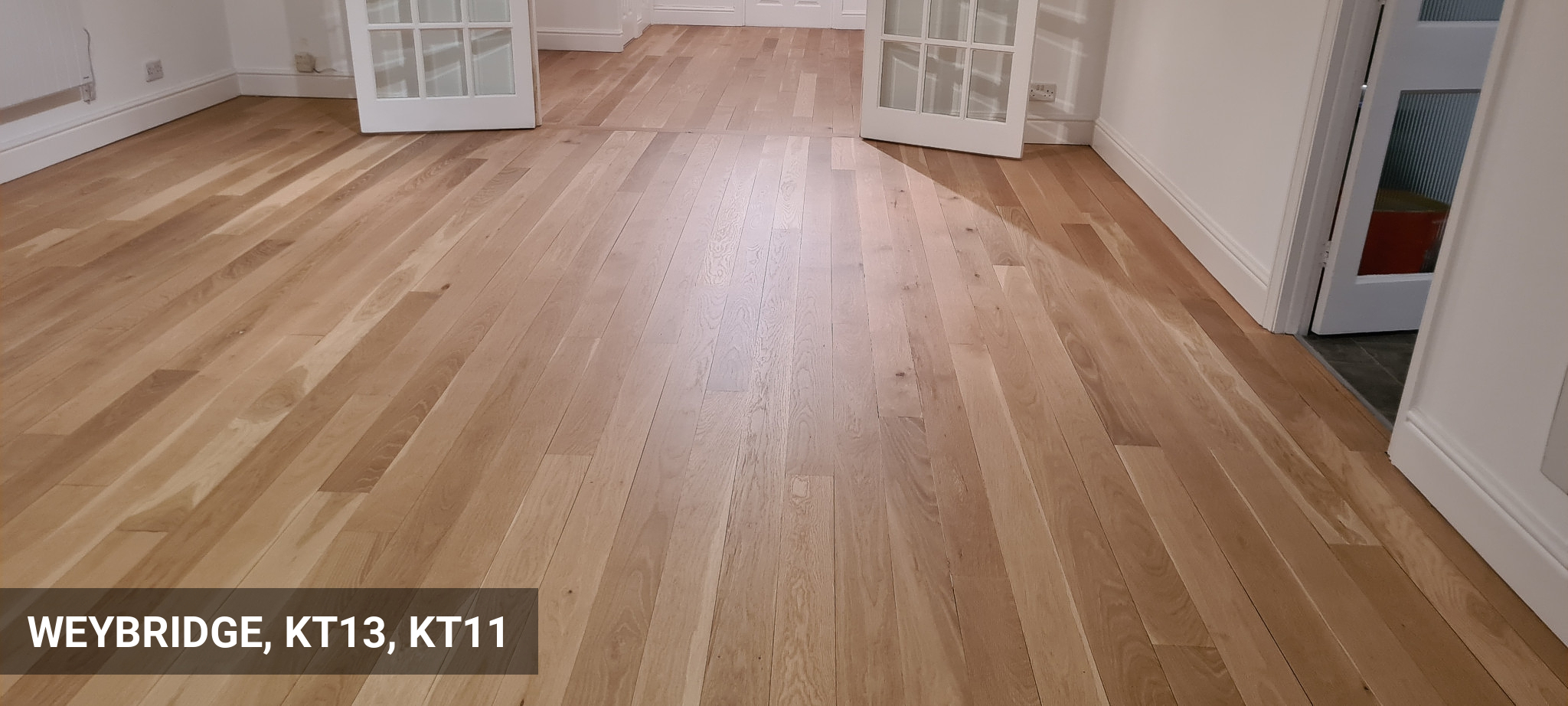 Restoration of Solid Oak Flooring with Raw / Invisible Finish in Weybridge